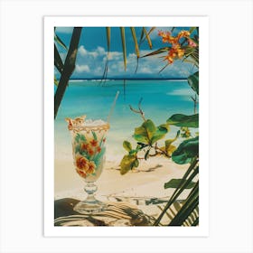 Tropical Drink On The Beach Art Print