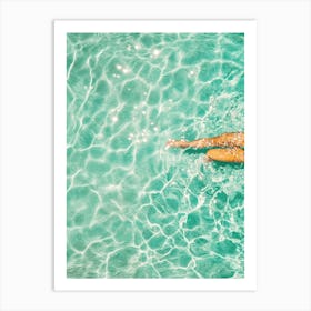 Sparkly Ocean - Female Legs - Turquoise Sea Water Art Print