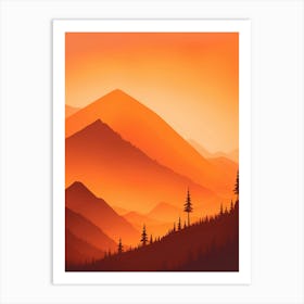Misty Mountains Vertical Composition In Orange Tone 173 Art Print