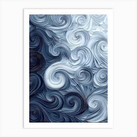 Abstract - Blue And White Swirls Art Print