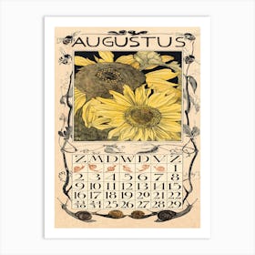 August Calendar Sheet With Sunflowers (1902), Theo Van Hoytema Art Print