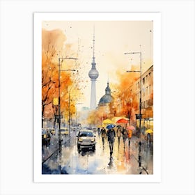 Berlin Germany In Autumn Fall, Watercolour 1 Art Print