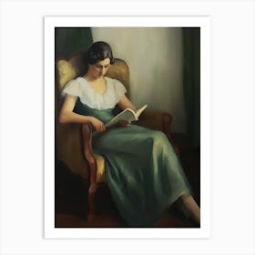 Antique Woman Reading Oil Painting Art Print