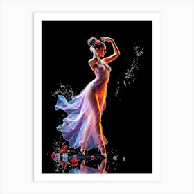 Ballet Dancer in Water Splash Poster