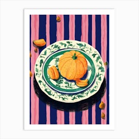 A Plate Of Pumpkins, Autumn Food Illustration Top View 39 Art Print
