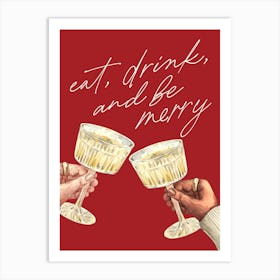 Christmas Eat Drink Be Merry Red Art Print