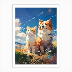 Cat And Dog Art Print