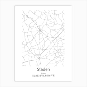 Staden,Belgium Minimalist Map Art Print