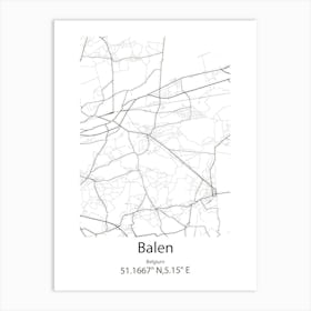 Balen,Belgium Minimalist Map Art Print