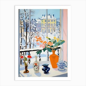 The Windowsill Of Munich   Germany Snow Inspired By Matisse 4 Art Print