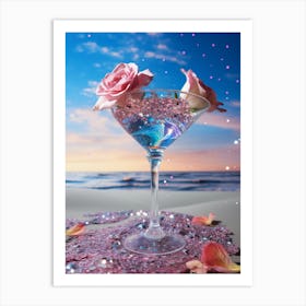 martini glass surround by cosmic surrealism 2 Art Print