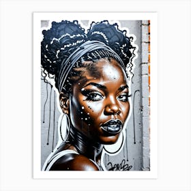 Graffiti Mural Of Beautiful Black Woman 330 Art Print