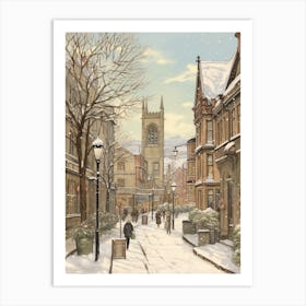 Vintage Winter Illustration Manchester United Kingdom Art Print