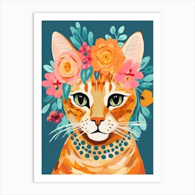 Ocicat Cat With A Flower Crown Painting Matisse Style 1 Art Print