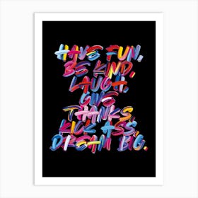 Colourful Graffiti Type Dream Big Poster In Black Art Print