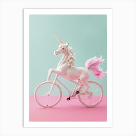 Toy Unicorn Riding A Bike Pastel Art Print