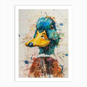 Duck Colourful Watercolour 3 Art Print