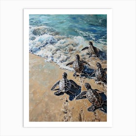 Baby Turtles Making Their Way To The Ocean 4 Art Print