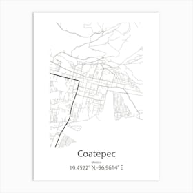 Coatepec Harinas,Mexico Minimalist Map Art Print