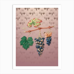Vintage Summer Grape Botanical on Dusty Pink Pattern n.2037 Art Print
