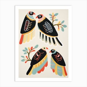 Folk Style Bird Painting Crested Caracara 1 Art Print