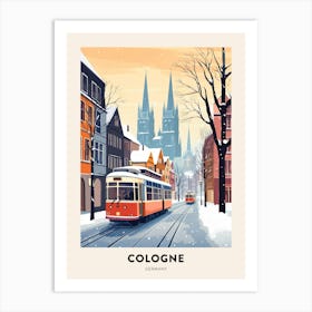 Vintage Winter Travel Poster Cologne Germany 2 Art Print