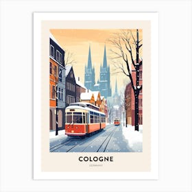 Vintage Winter Travel Poster Cologne Germany 2 Poster