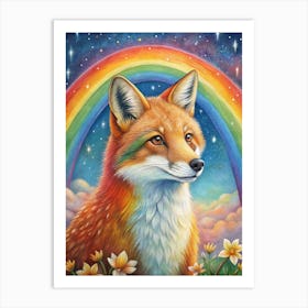 Rainbow Fox 1 Art Print