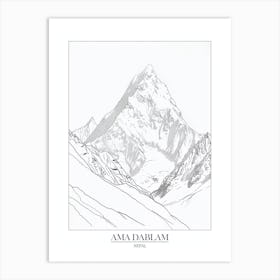 Ama Dablam Nepal Line Drawing 6 Poster Art Print