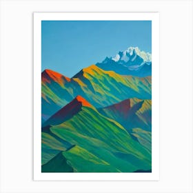 Huascarán National Park Peru Blue Oil Painting 2  Art Print