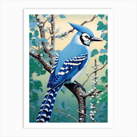 Ohara Koson Inspired Bird Painting Blue Jay 4 Art Print