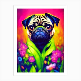 Colorful Pug Dog Art Print