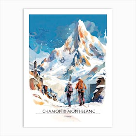 Chamonix Mont Blanc   France, Ski Resort Poster Illustration 2 Art Print