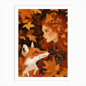 Fox And Girl 1 Art Print