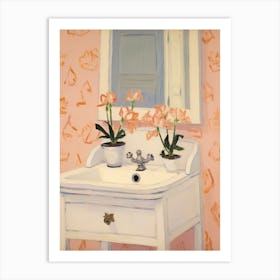 Bathroom Vanity Painting With A Freesia Bouquet 3 Art Print