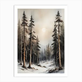 Winter Pine Forest Christmas Painting (13) Art Print