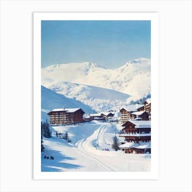 Les Trois Vallées, France Vintage Skiing Poster Art Print