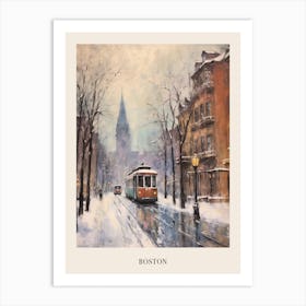 Vintage Winter Painting Poster Boston Usa 2 Art Print