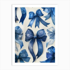 Blue Lace Bows 3 Pattern Art Print