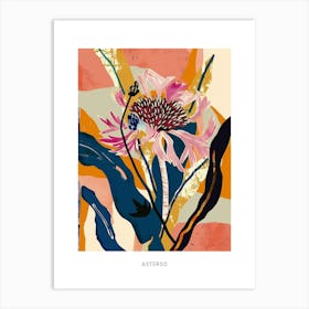 Colourful Flower Illustration Poster Asters 10 Art Print