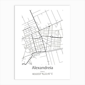 Alexandreia,Greece Minimalist Map Art Print