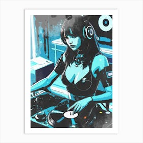 Girl Music Dj Art Print