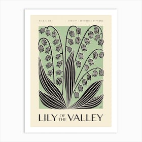 Rustic May Birth Flower Lily Of The Valley Black Green Art Print