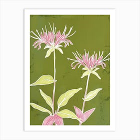 Pink & Green Bee Balm 2 Art Print
