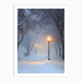 Winter Night In The Park Art Print