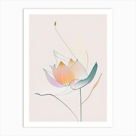 Early Lotus Abstract Line Drawing 1 Art Print
