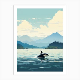 Blue Graphic Design Style Orca Whale 3 Art Print