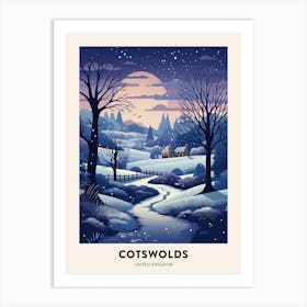 Winter Night  Travel Poster Cotswolds United Kingdom 2 Art Print