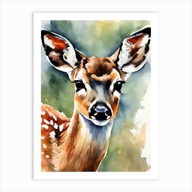 Fawn Watercolor Painting Art Print