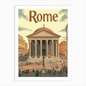 Aihrgdesign A Retro Travel Poster For Rome Featuring The Hist C6ef84d9 5cc7 4fe1 A75b 68d81c089232 2 Art Print